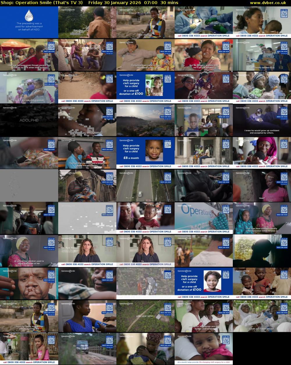 Shop: Operation Smile (That's TV 3) Friday 30 January 2026 07:00 - 07:30