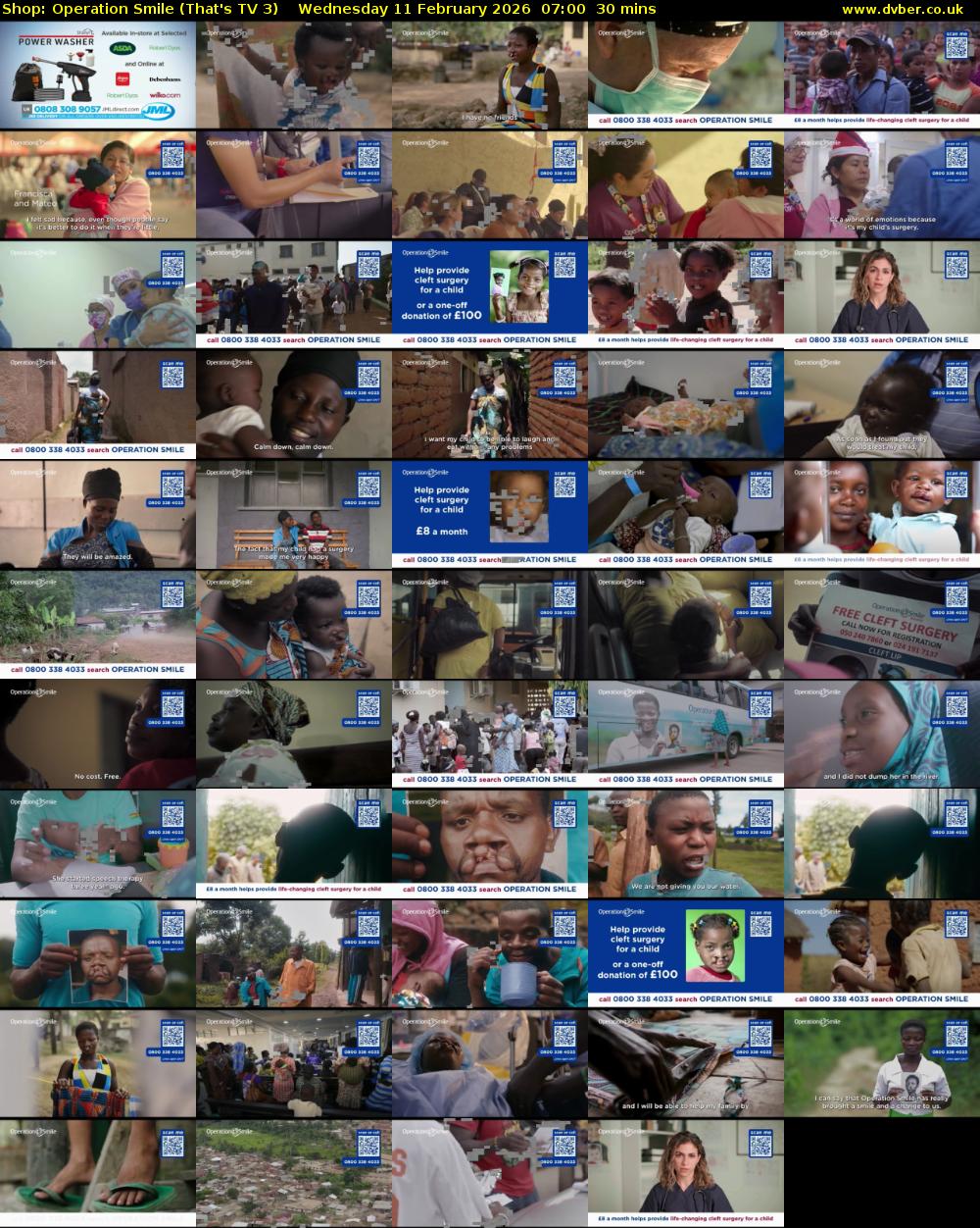 Shop: Operation Smile (That's TV 3) Wednesday 11 February 2026 07:00 - 07:30