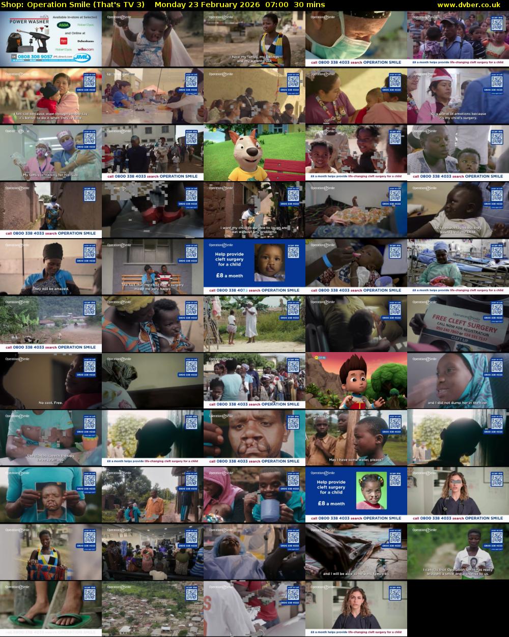 Shop: Operation Smile (That's TV 3) Monday 23 February 2026 07:00 - 07:30