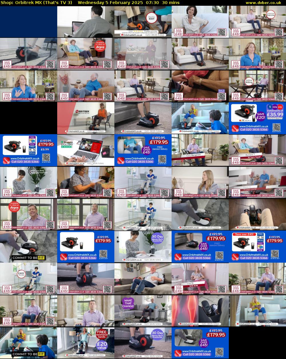 Shop: Orbitrek MX (That's TV 3) Wednesday 5 February 2025 07:30 - 08:00