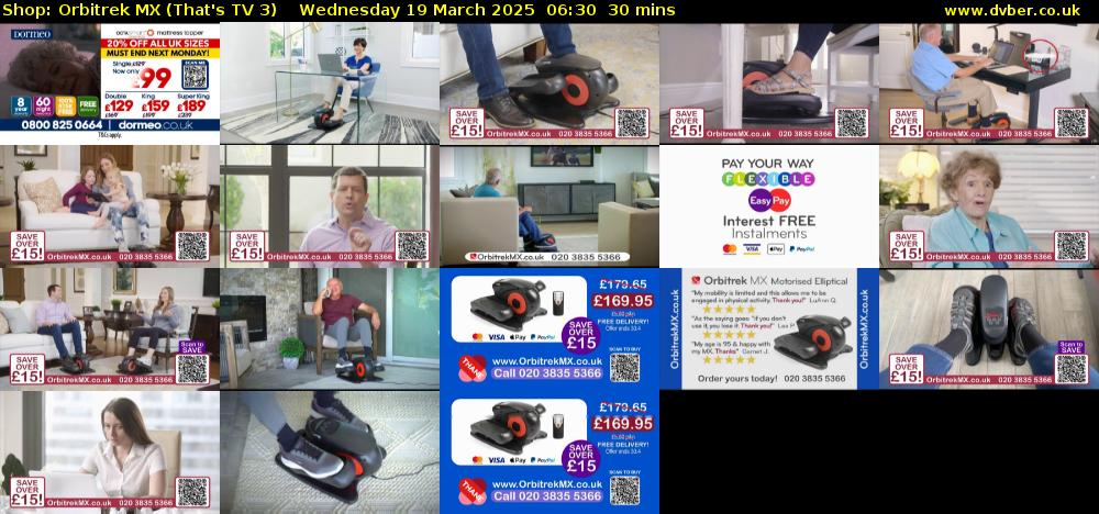 Shop: Orbitrek MX (That's TV 3) Wednesday 19 March 2025 06:30 - 07:00
