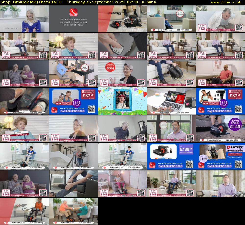 Shop: Orbitrek MX (That's TV 3) Thursday 25 September 2025 07:00 - 07:30