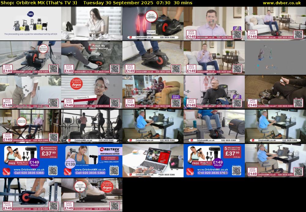 Shop: Orbitrek MX (That's TV 3) Tuesday 30 September 2025 07:30 - 08:00