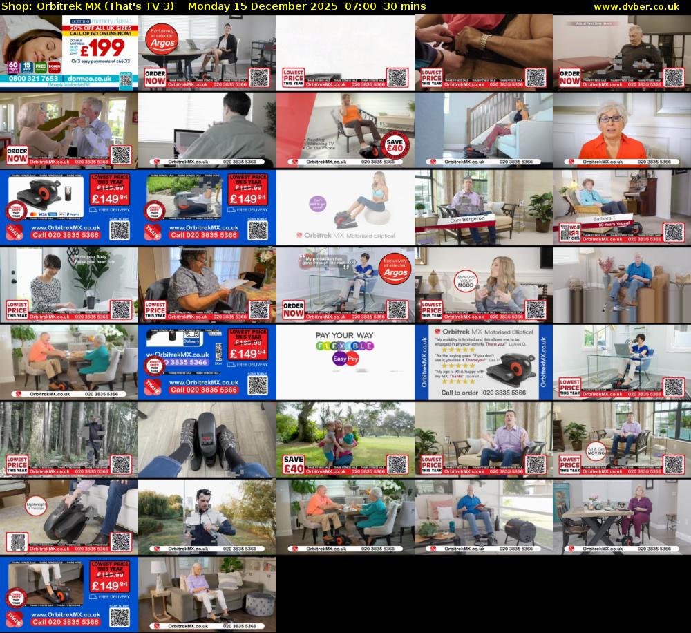 Shop: Orbitrek MX (That's TV 3) Monday 15 December 2025 07:00 - 07:30