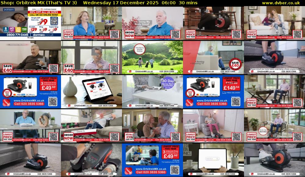 Shop: Orbitrek MX (That's TV 3) Wednesday 17 December 2025 06:00 - 06:30