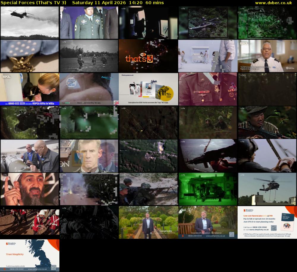 Special Forces (That's TV 3) Saturday 11 April 2026 14:20 - 15:20