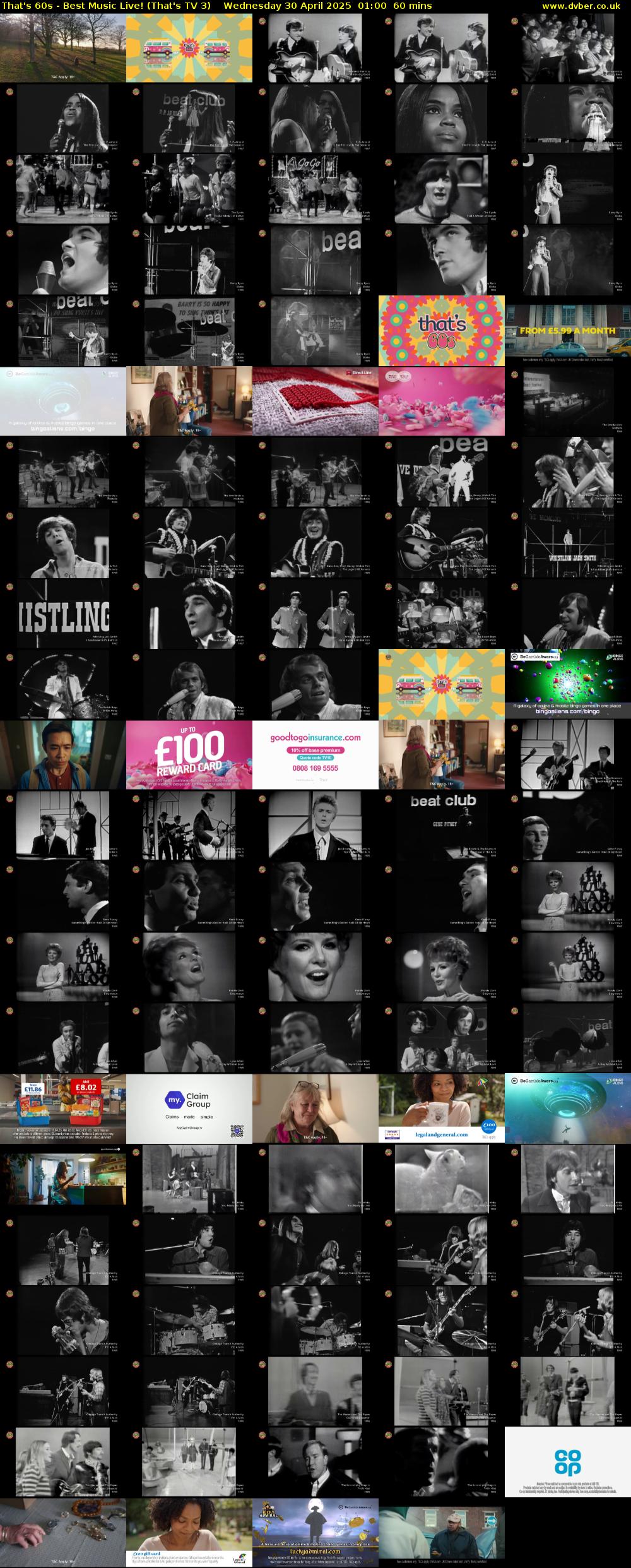 That's 60s - Best Music Live! (That's TV 3) Wednesday 30 April 2025 01:00 - 02:00