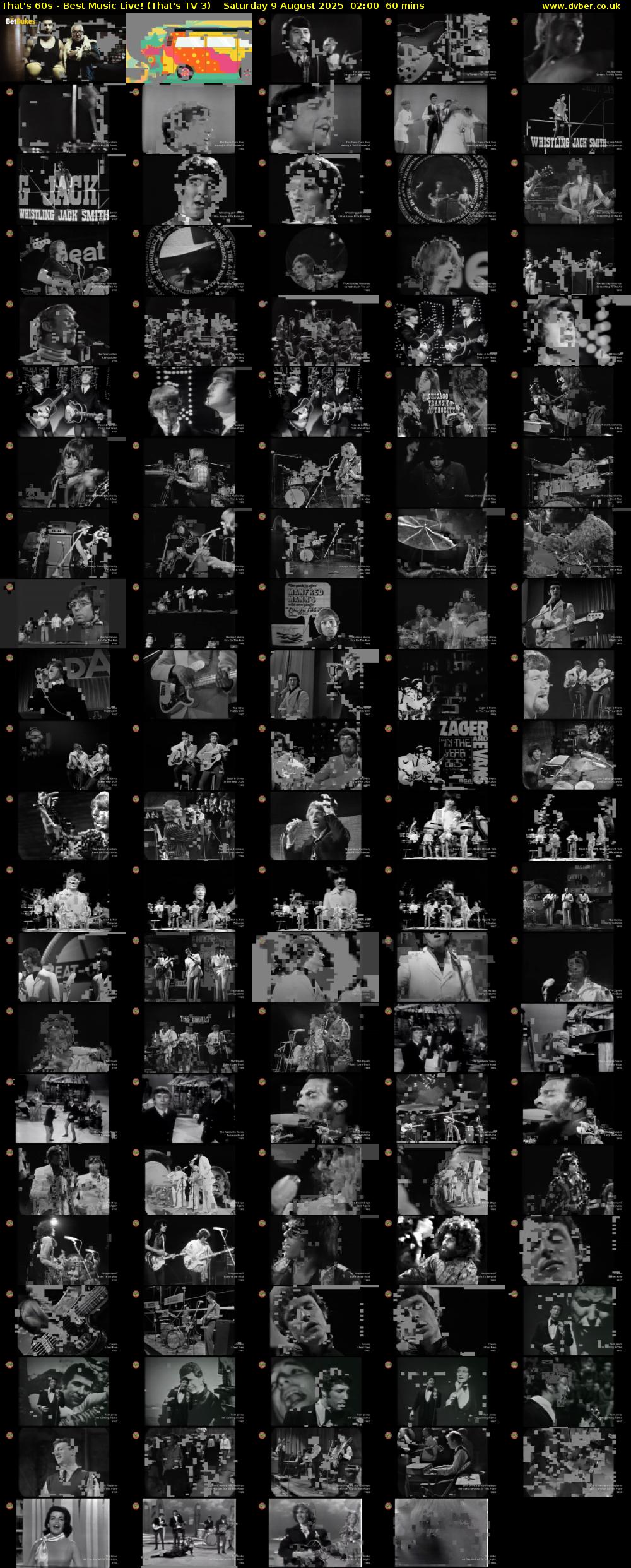 That's 60s - Best Music Live! (That's TV 3) Saturday 9 August 2025 02:00 - 03:00