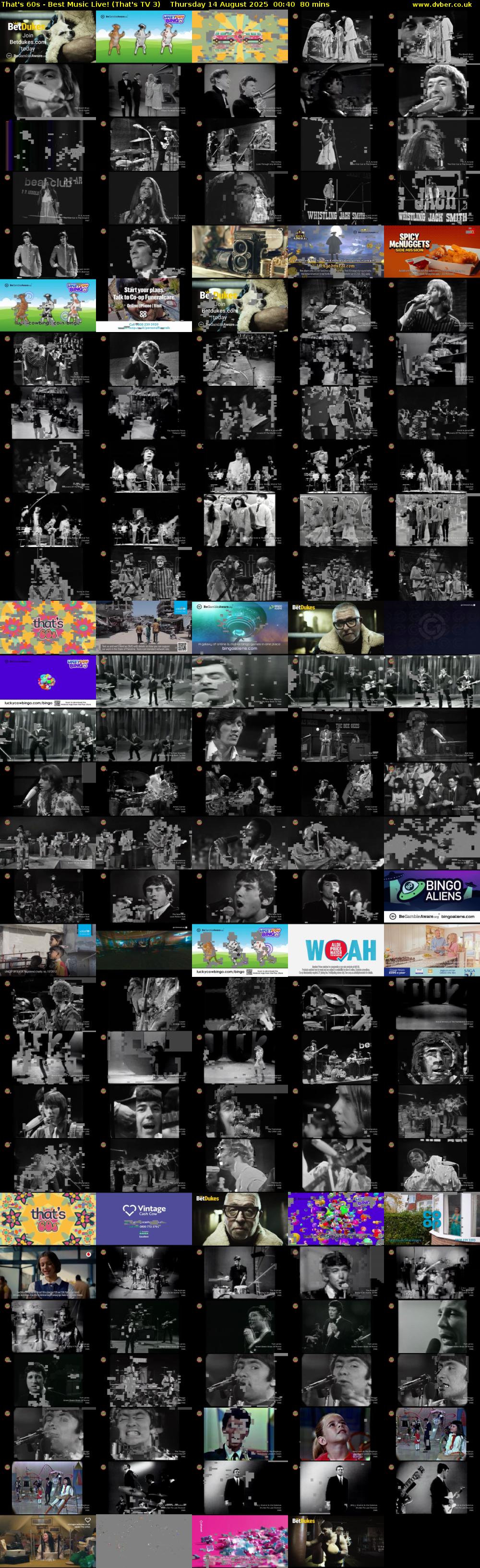 That's 60s - Best Music Live! (That's TV 3) Thursday 14 August 2025 00:40 - 02:00