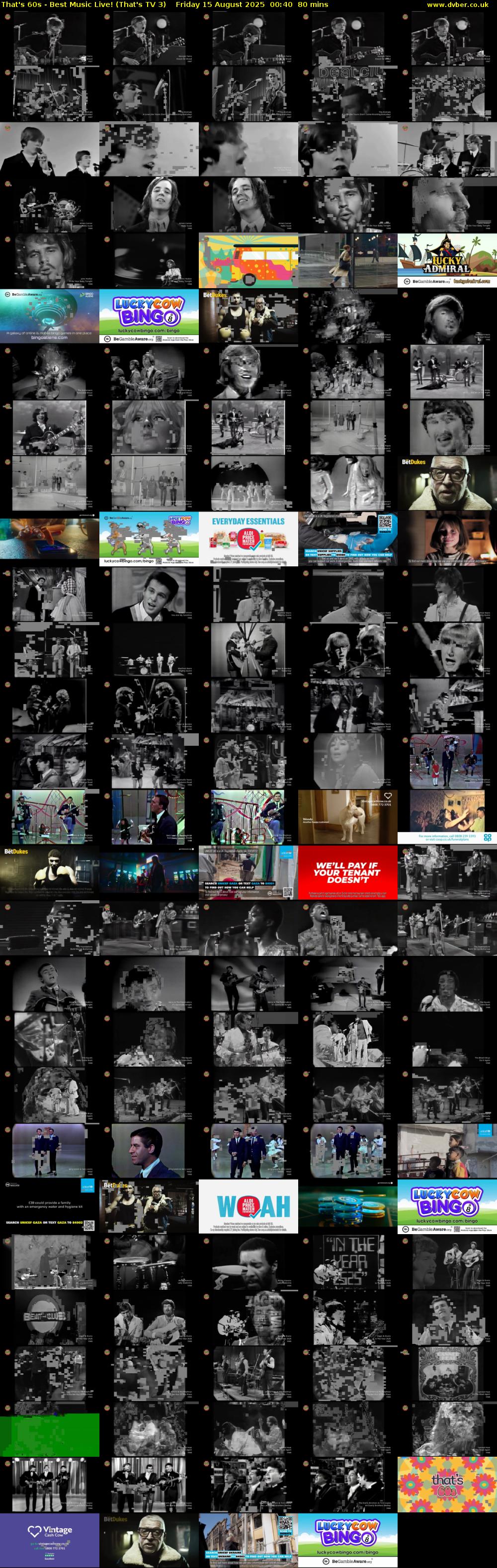 That's 60s - Best Music Live! (That's TV 3) Friday 15 August 2025 00:40 - 02:00