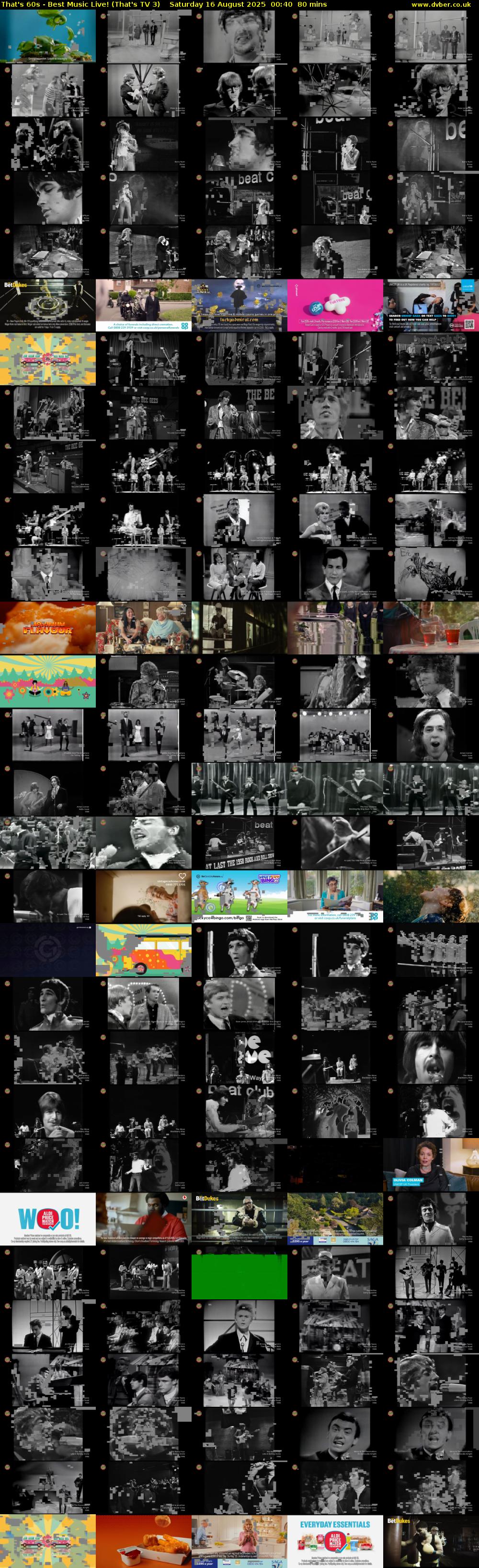 That's 60s - Best Music Live! (That's TV 3) Saturday 16 August 2025 00:40 - 02:00