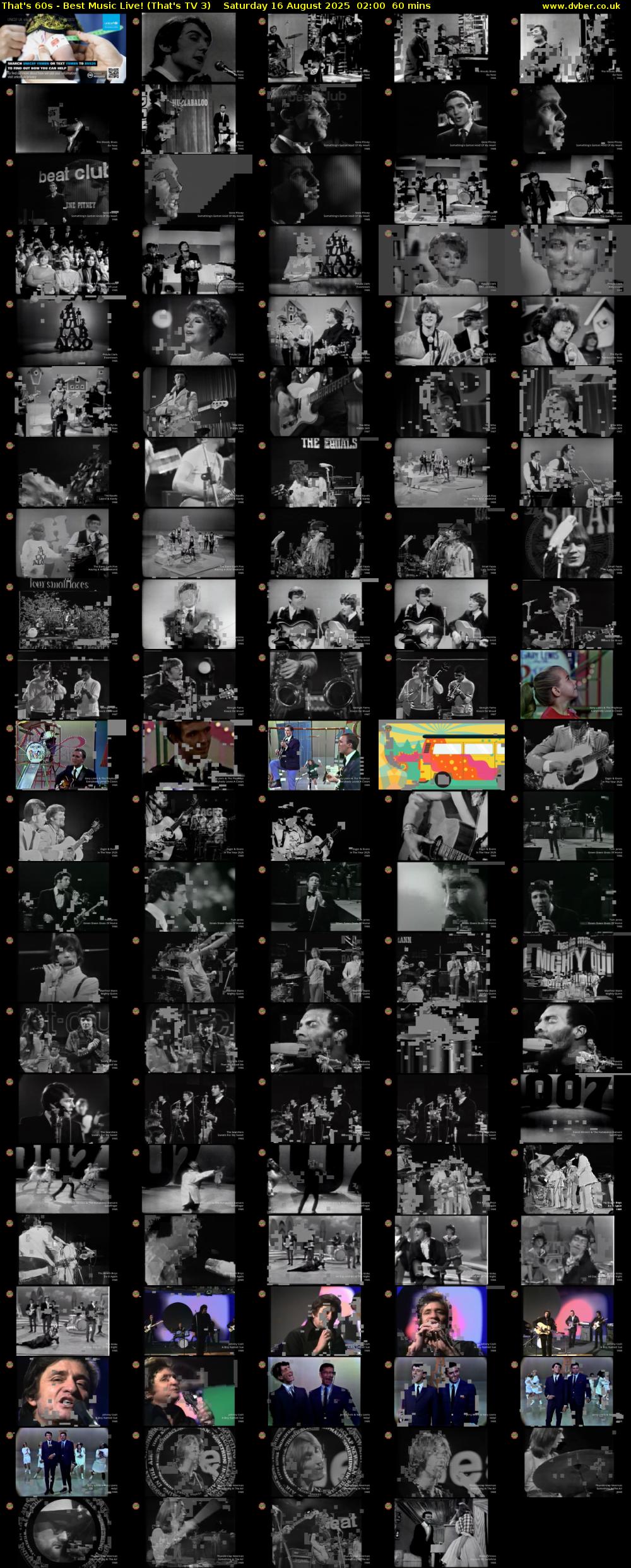 That's 60s - Best Music Live! (That's TV 3) Saturday 16 August 2025 02:00 - 03:00