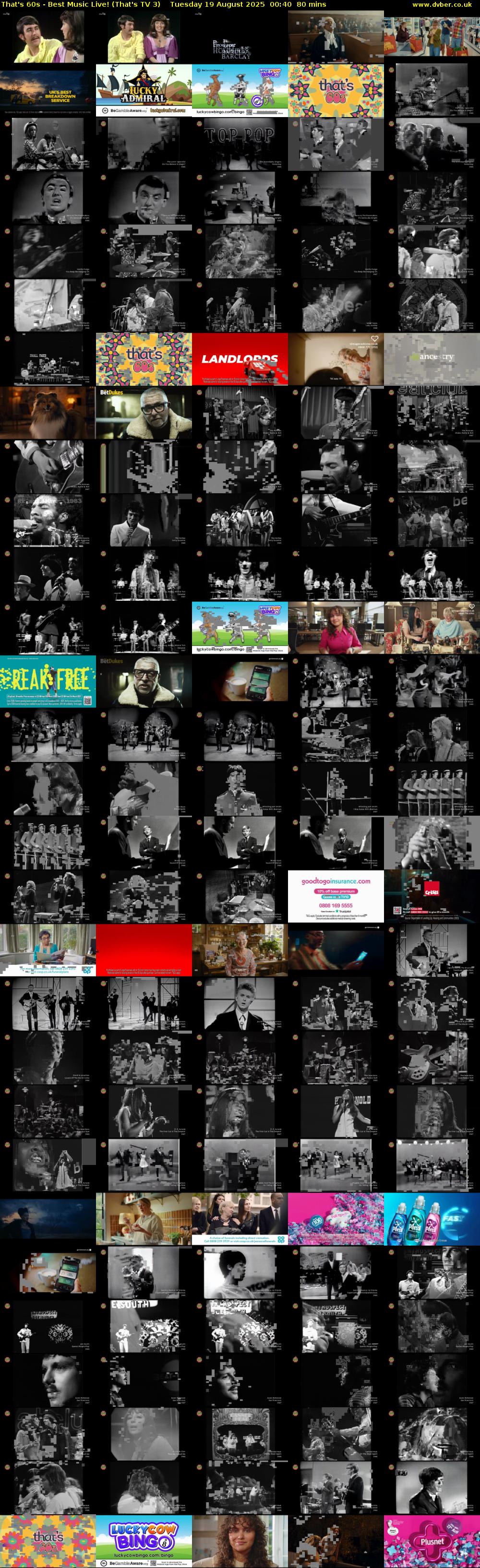 That's 60s - Best Music Live! (That's TV 3) Tuesday 19 August 2025 00:40 - 02:00