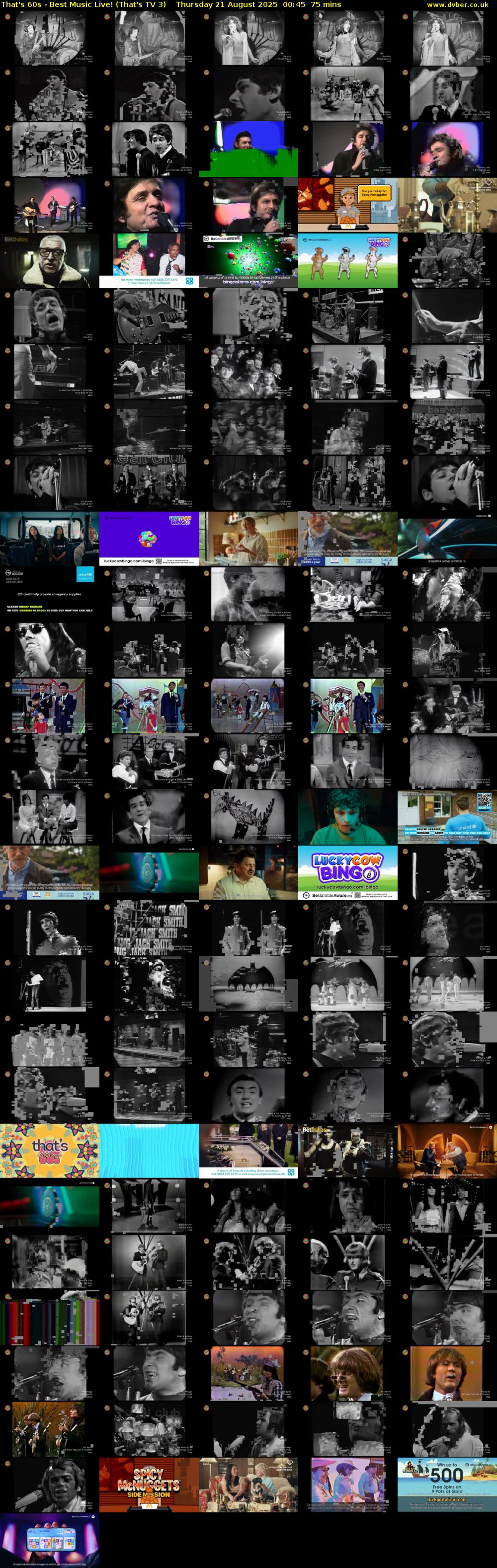 That's 60s - Best Music Live! (That's TV 3) Thursday 21 August 2025 00:45 - 02:00