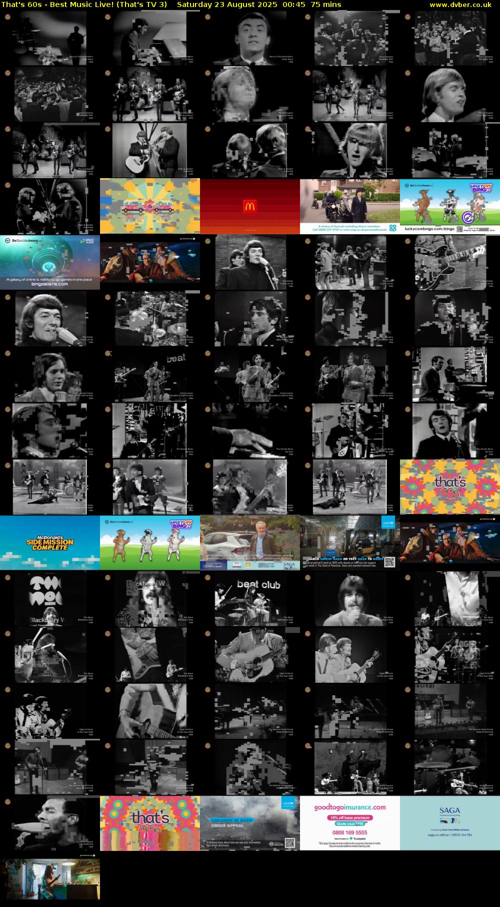 That's 60s - Best Music Live! (That's TV 3) Saturday 23 August 2025 00:45 - 02:00