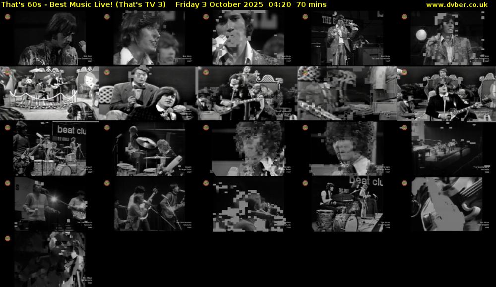 That's 60s - Best Music Live! (That's TV 3) Friday 3 October 2025 04:20 - 05:30