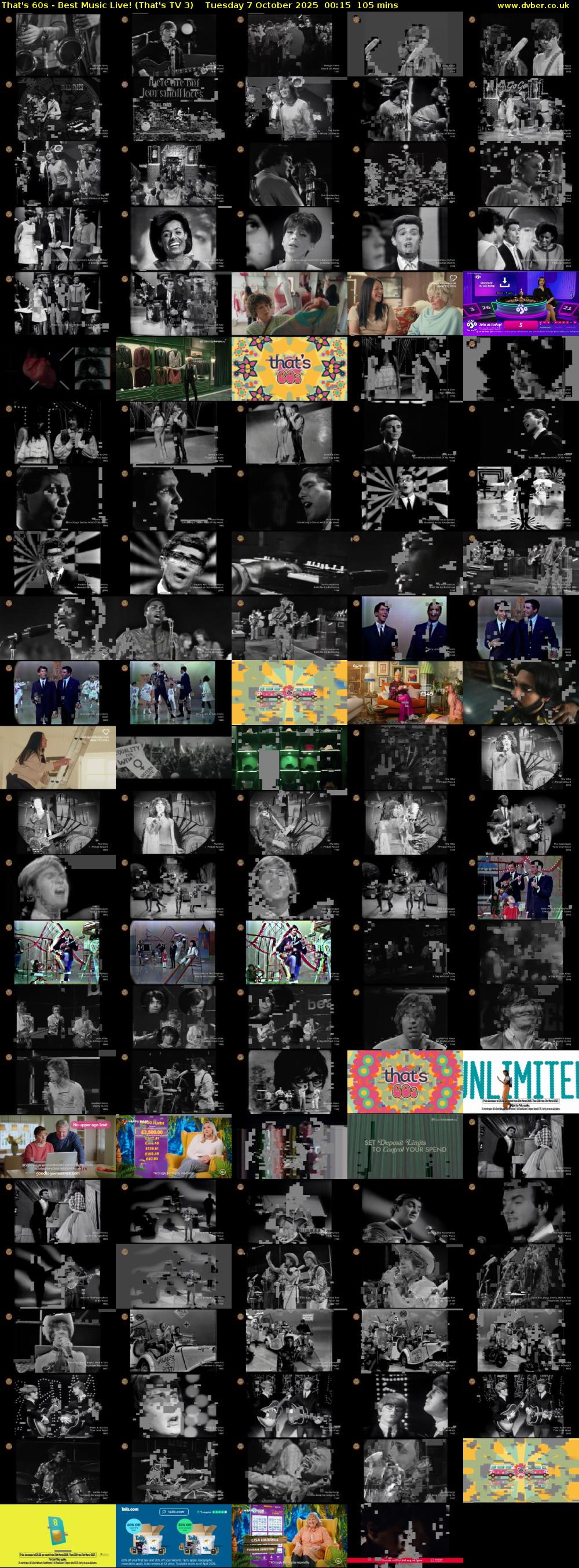 That's 60s - Best Music Live! (That's TV 3) Tuesday 7 October 2025 00:15 - 02:00