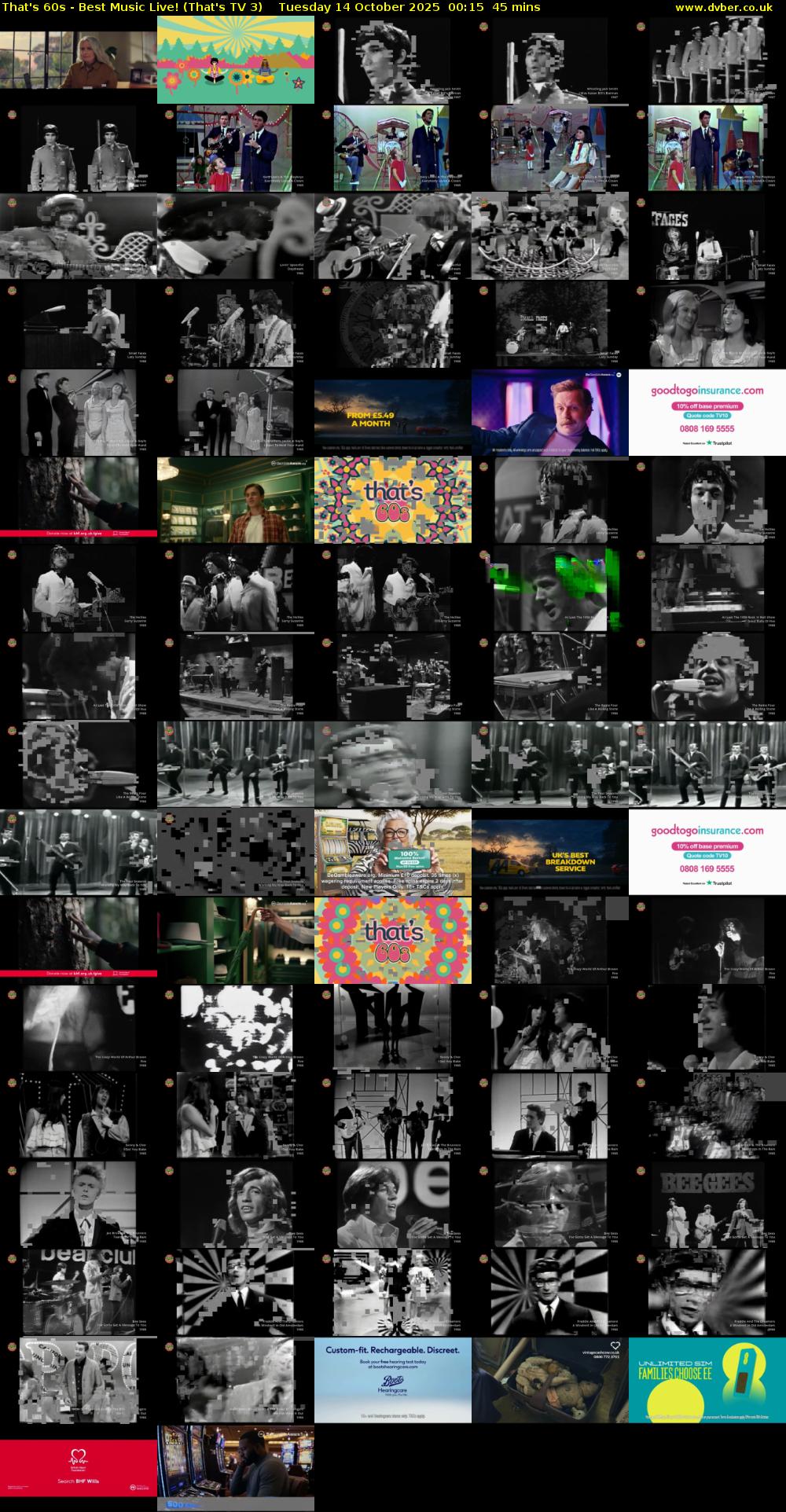 That's 60s - Best Music Live! (That's TV 3) Tuesday 14 October 2025 00:15 - 01:00