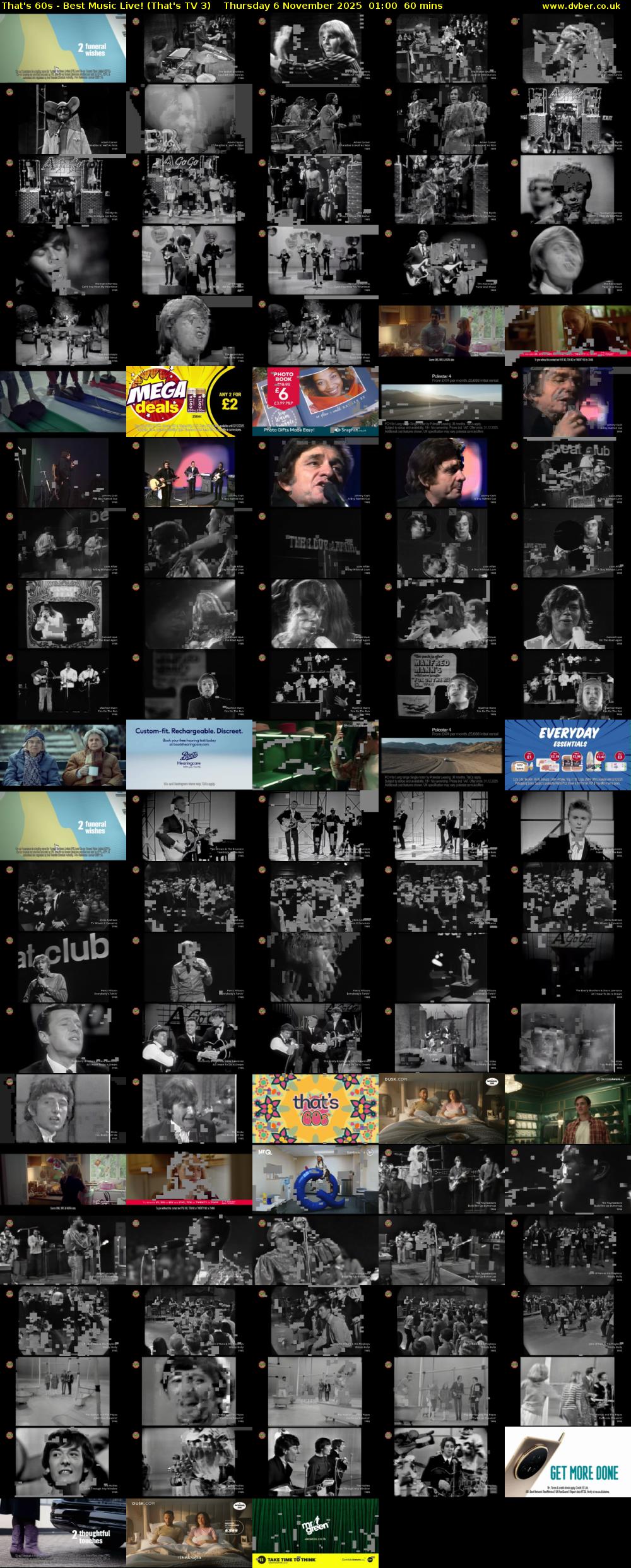 That's 60s - Best Music Live! (That's TV 3) Thursday 6 November 2025 01:00 - 02:00