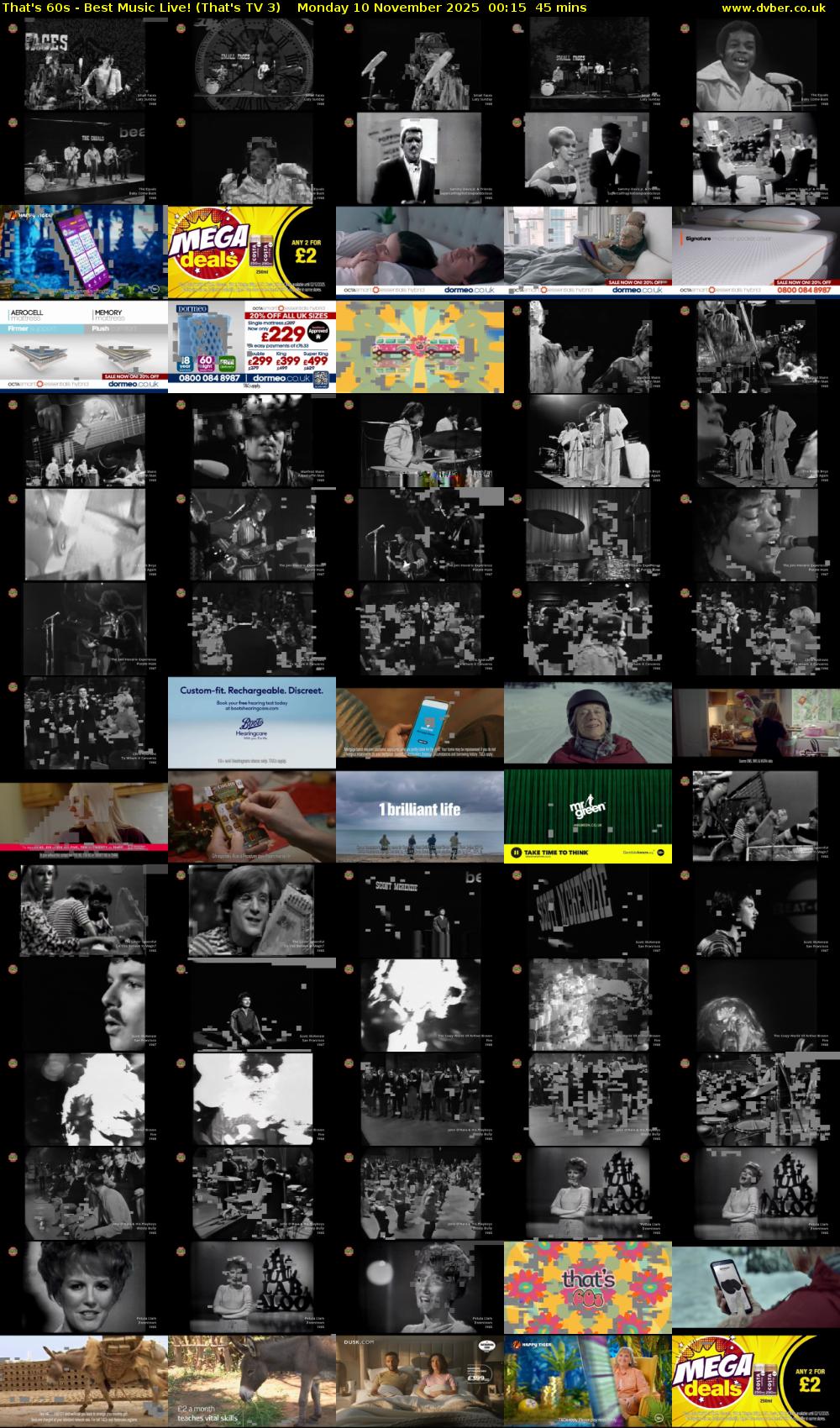 That's 60s - Best Music Live! (That's TV 3) Monday 10 November 2025 00:15 - 01:00