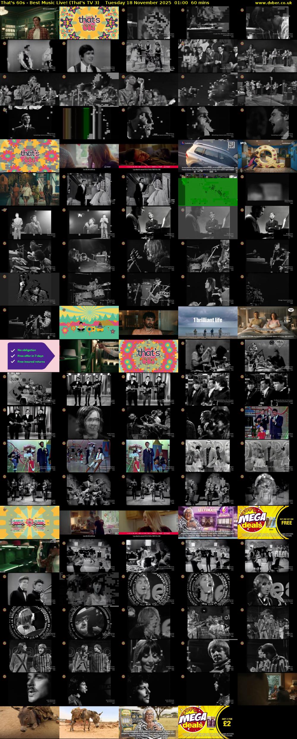 That's 60s - Best Music Live! (That's TV 3) Tuesday 18 November 2025 01:00 - 02:00