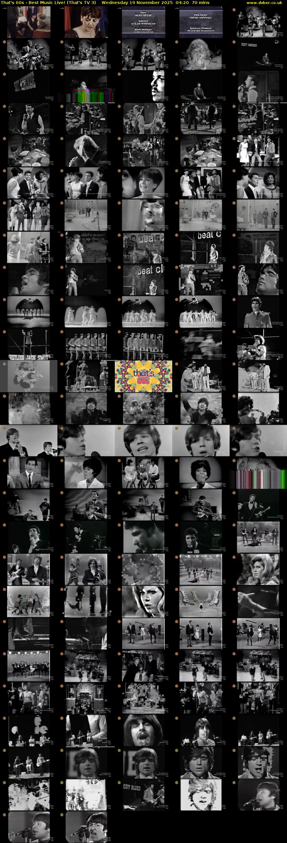 That's 60s - Best Music Live! (That's TV 3) Wednesday 19 November 2025 04:20 - 05:30