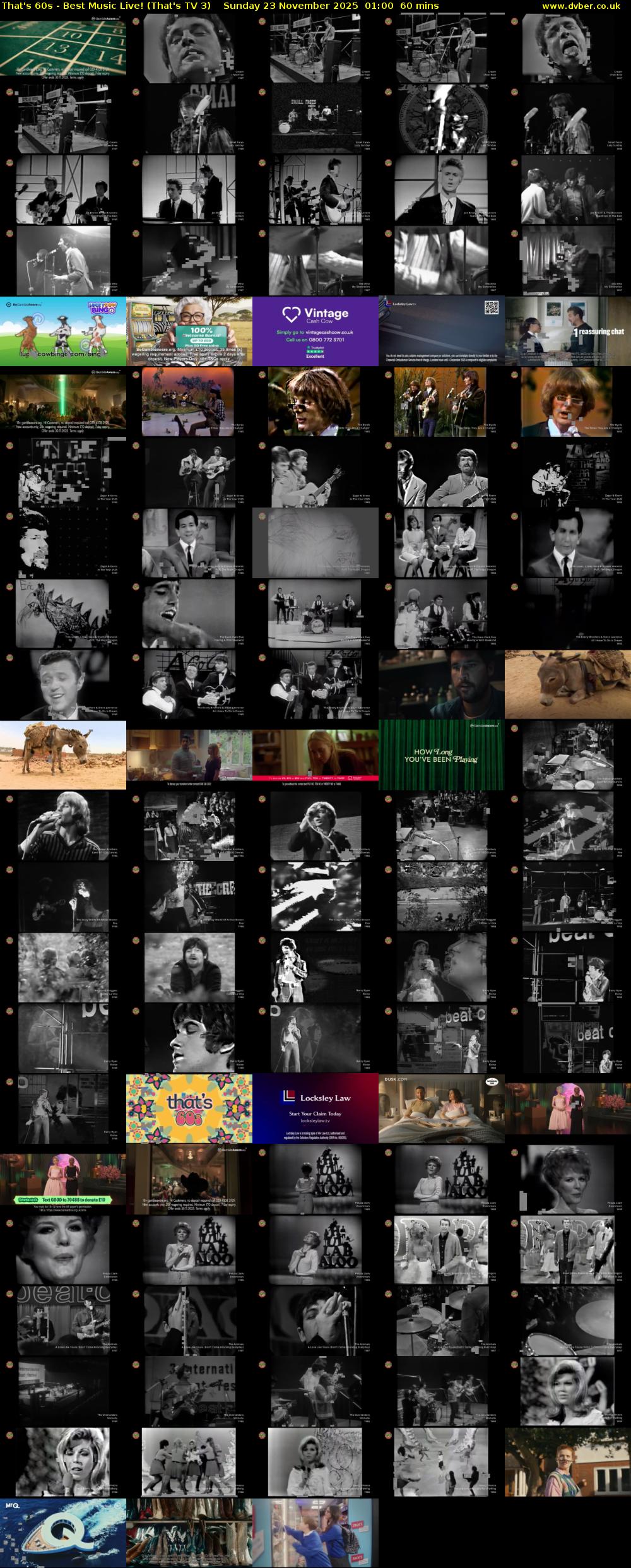 That's 60s - Best Music Live! (That's TV 3) Sunday 23 November 2025 01:00 - 02:00