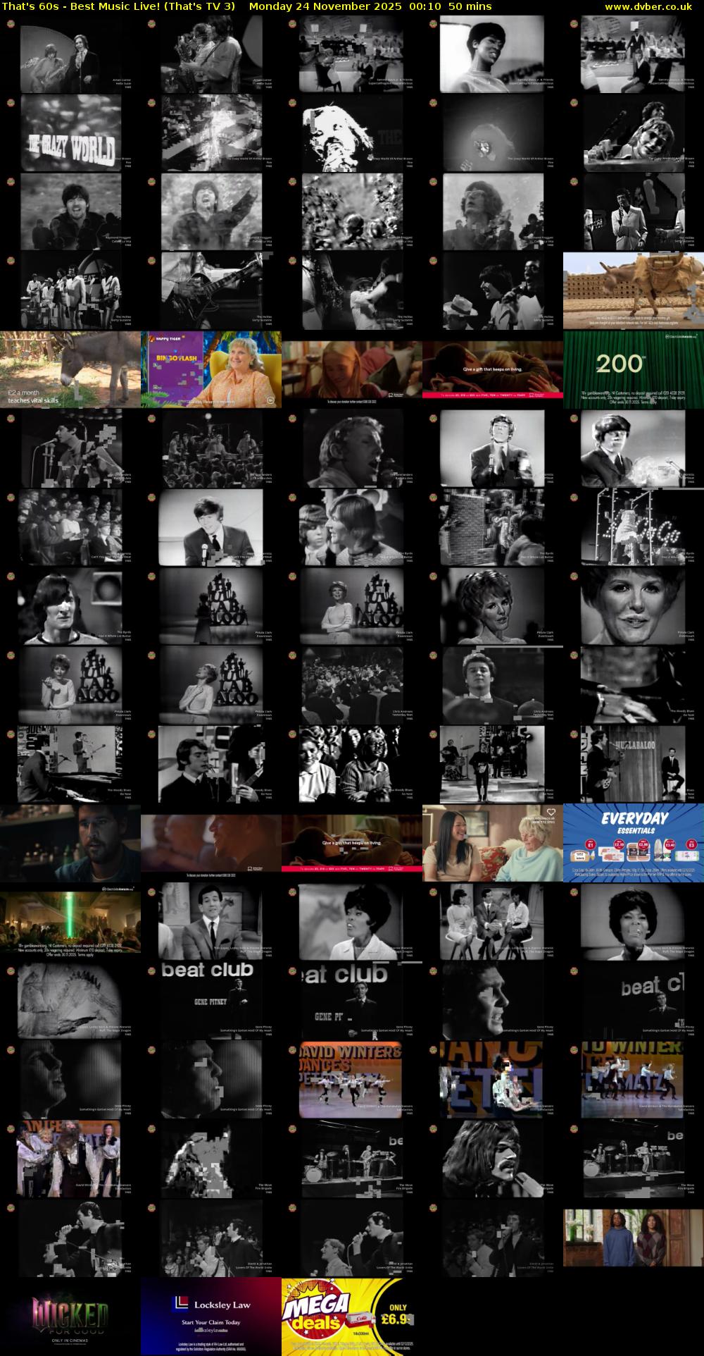 That's 60s - Best Music Live! (That's TV 3) Monday 24 November 2025 00:10 - 01:00