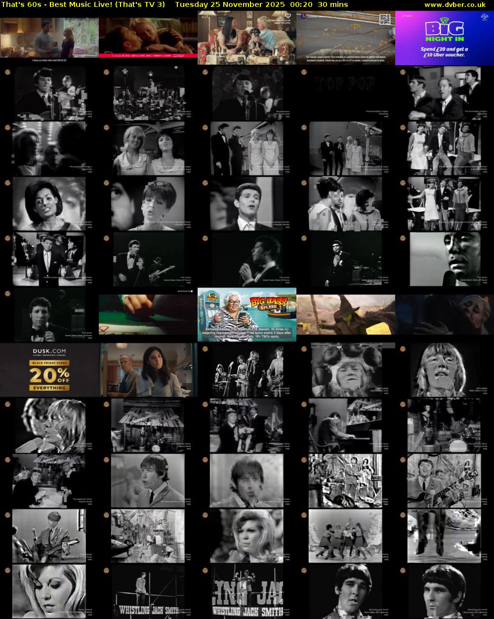 That's 60s - Best Music Live! (That's TV 3) Tuesday 25 November 2025 00:20 - 00:50