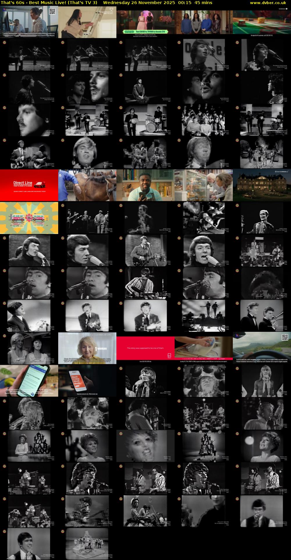 That's 60s - Best Music Live! (That's TV 3) Wednesday 26 November 2025 00:15 - 01:00