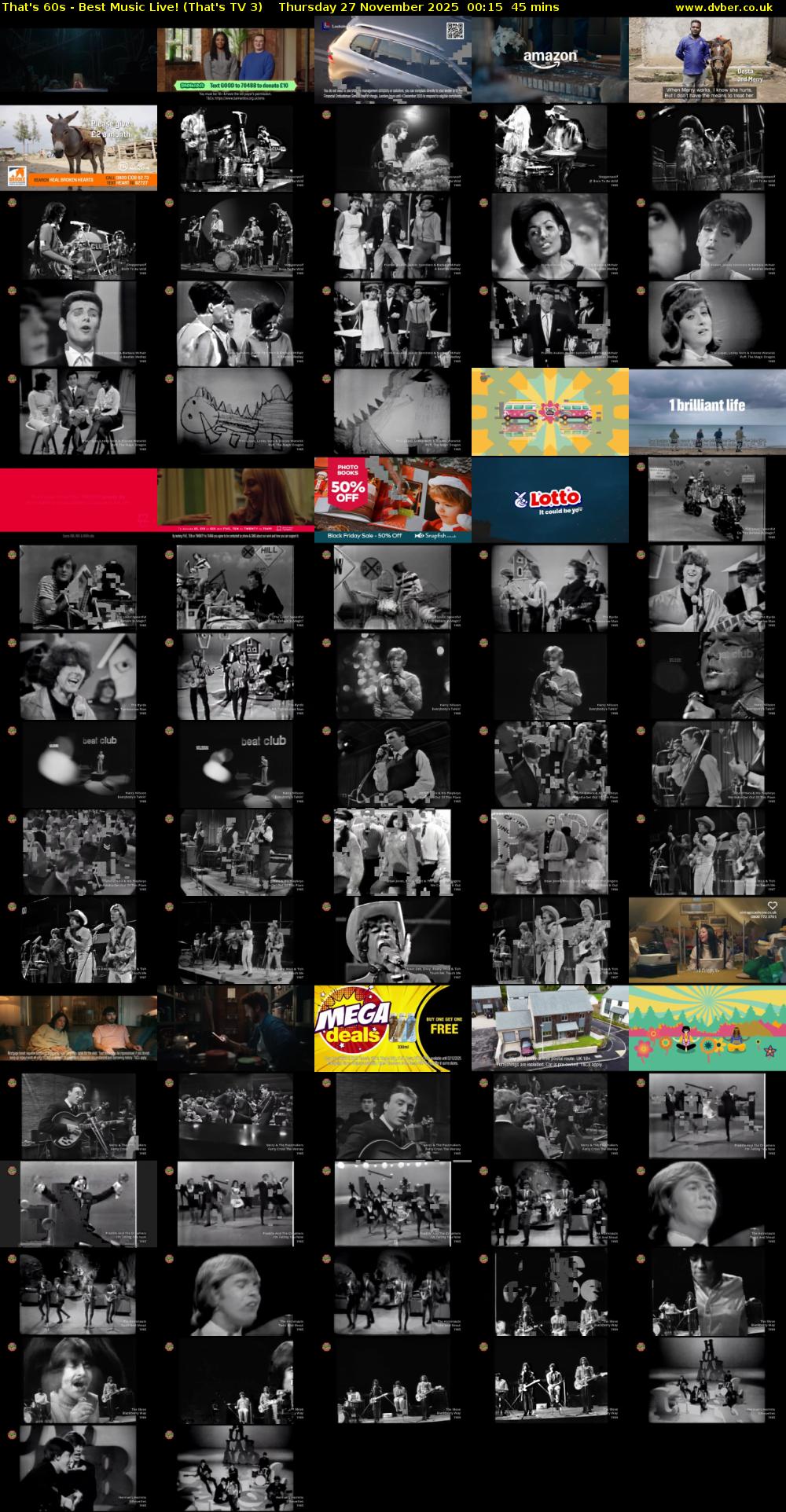 That's 60s - Best Music Live! (That's TV 3) Thursday 27 November 2025 00:15 - 01:00