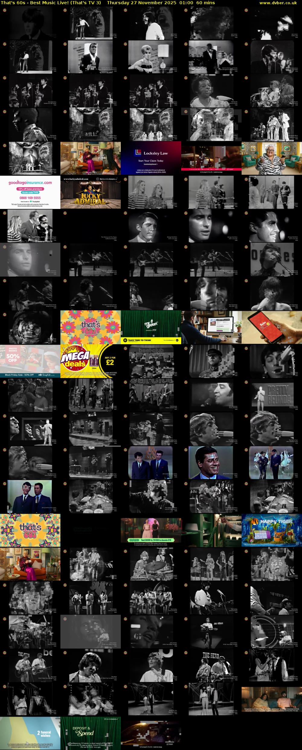 That's 60s - Best Music Live! (That's TV 3) Thursday 27 November 2025 01:00 - 02:00