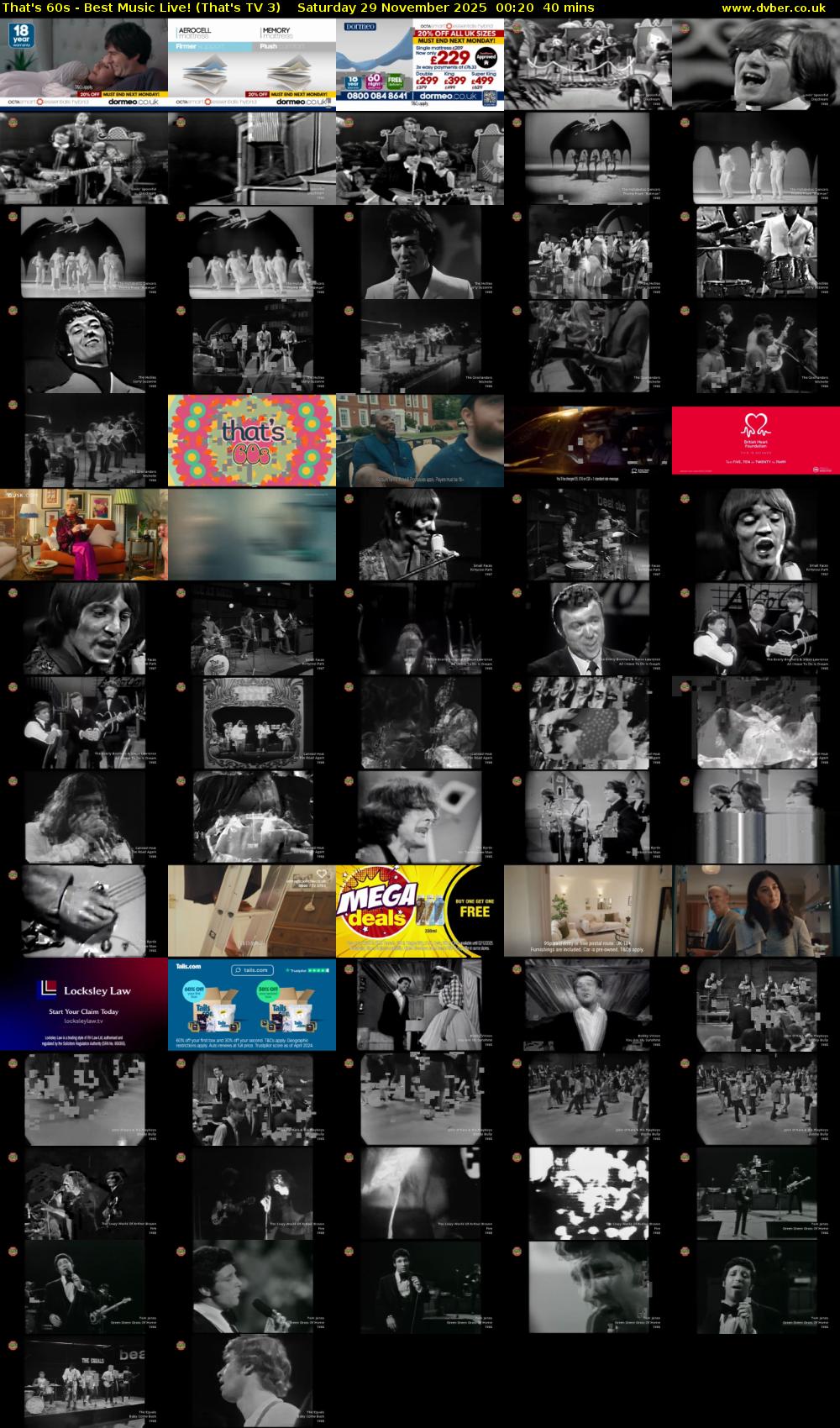 That's 60s - Best Music Live! (That's TV 3) Saturday 29 November 2025 00:20 - 01:00