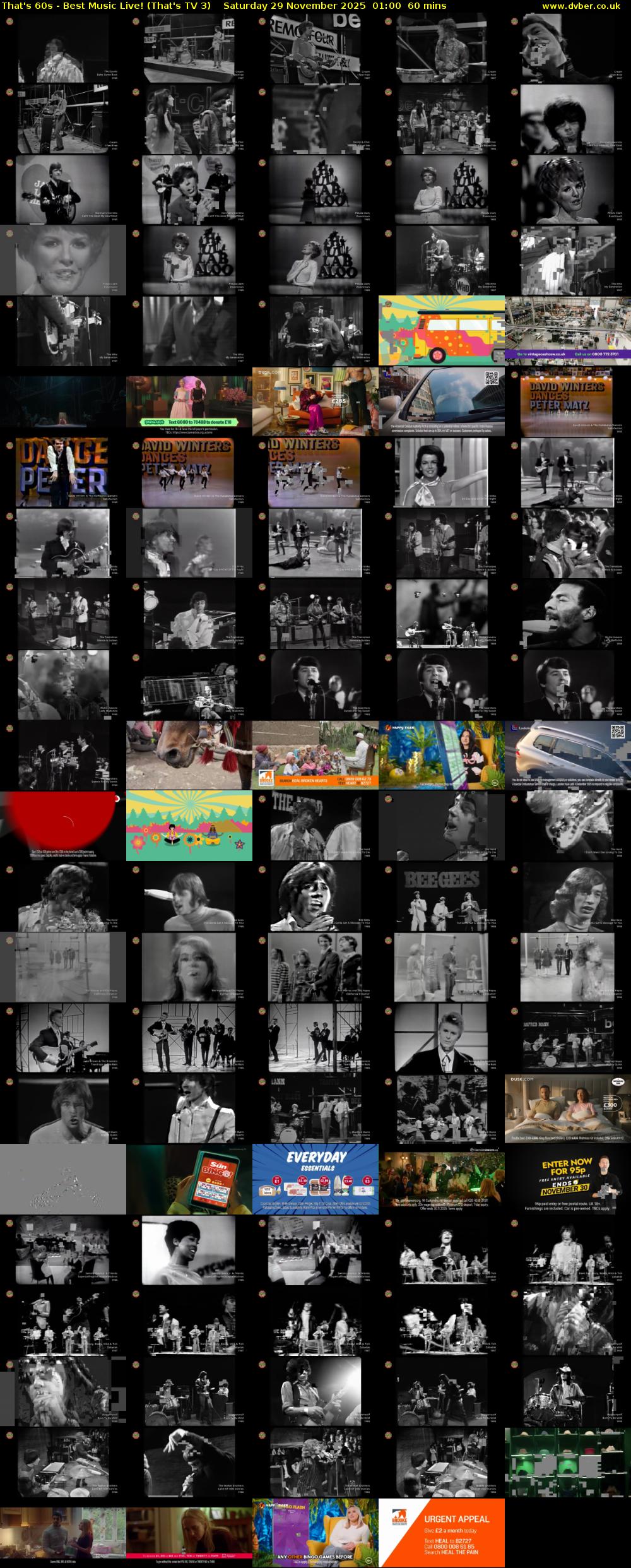 That's 60s - Best Music Live! (That's TV 3) Saturday 29 November 2025 01:00 - 02:00