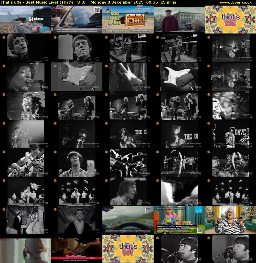 That's 60s - Best Music Live! (That's TV 3) Monday 8 December 2025 00:35 - 01:00