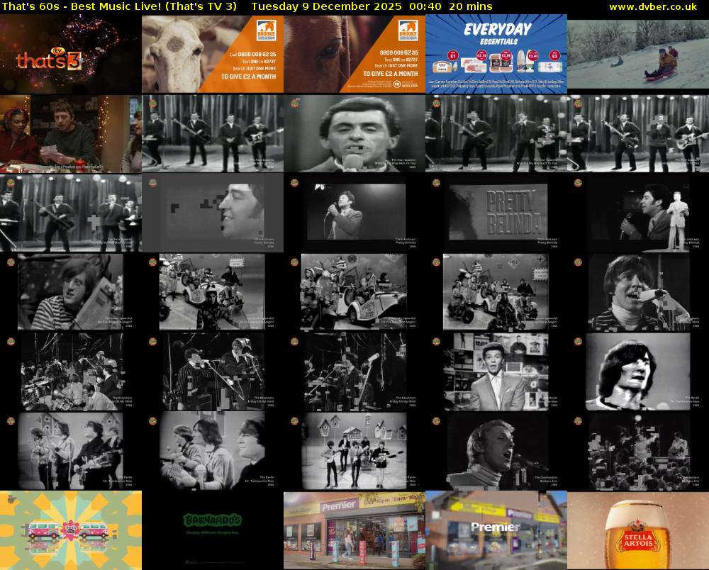 That's 60s - Best Music Live! (That's TV 3) Tuesday 9 December 2025 00:40 - 01:00