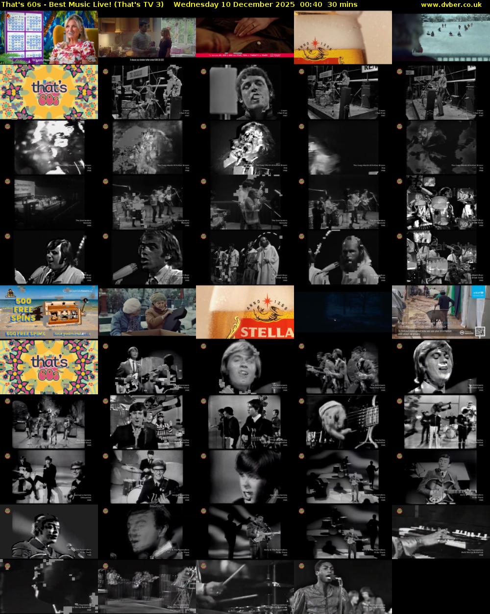 That's 60s - Best Music Live! (That's TV 3) Wednesday 10 December 2025 00:40 - 01:10