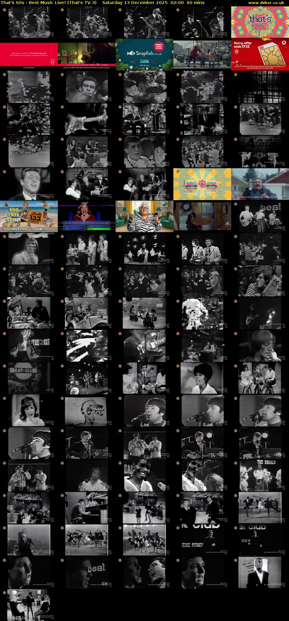 That's 60s - Best Music Live! (That's TV 3) Saturday 13 December 2025 02:00 - 03:00