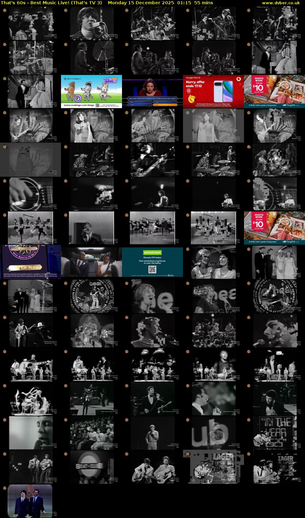 That's 60s - Best Music Live! (That's TV 3) Monday 15 December 2025 01:15 - 02:10