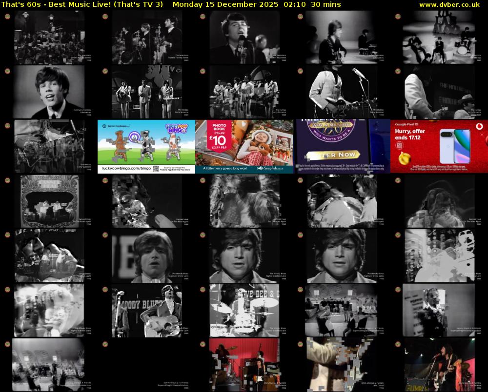 That's 60s - Best Music Live! (That's TV 3) Monday 15 December 2025 02:10 - 02:40