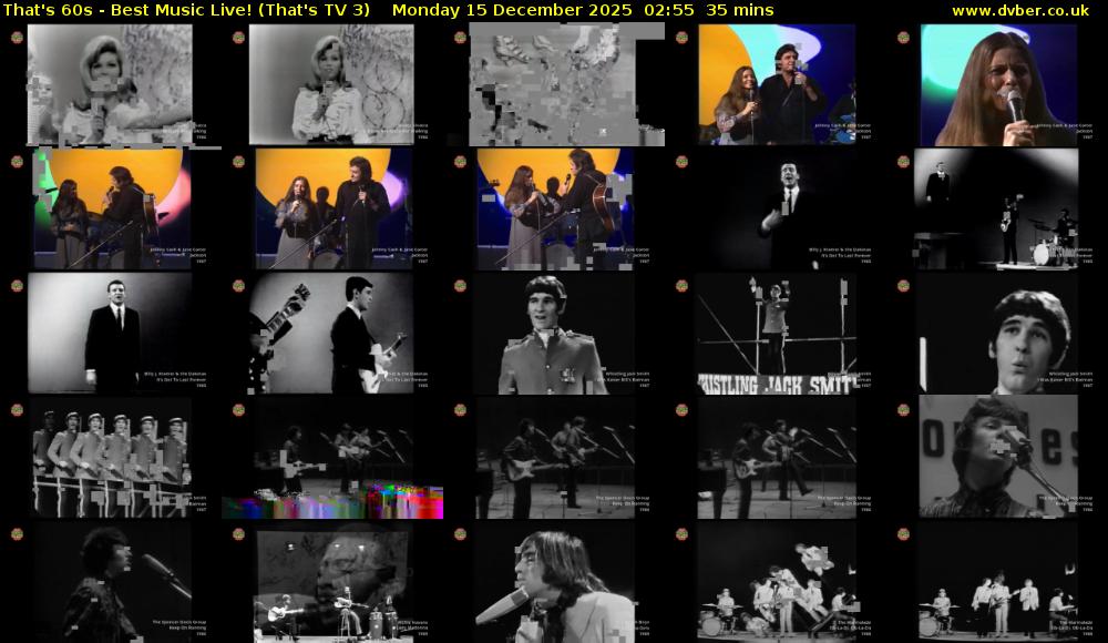That's 60s - Best Music Live! (That's TV 3) Monday 15 December 2025 02:55 - 03:30
