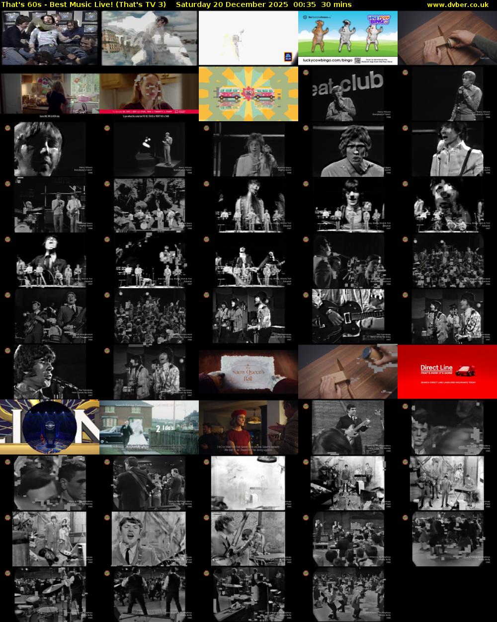 That's 60s - Best Music Live! (That's TV 3) Saturday 20 December 2025 00:35 - 01:05