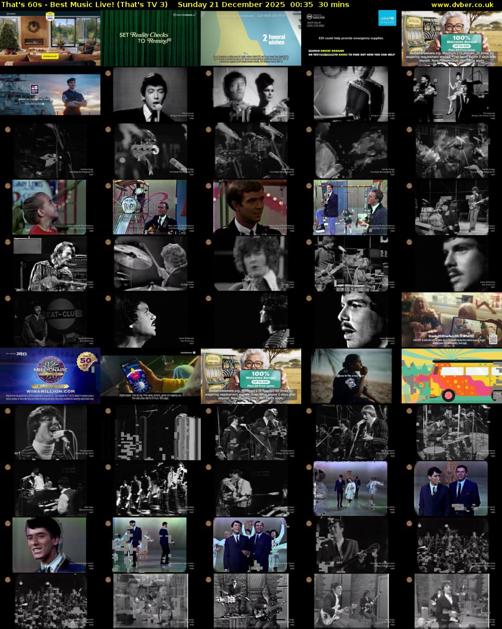 That's 60s - Best Music Live! (That's TV 3) Sunday 21 December 2025 00:35 - 01:05