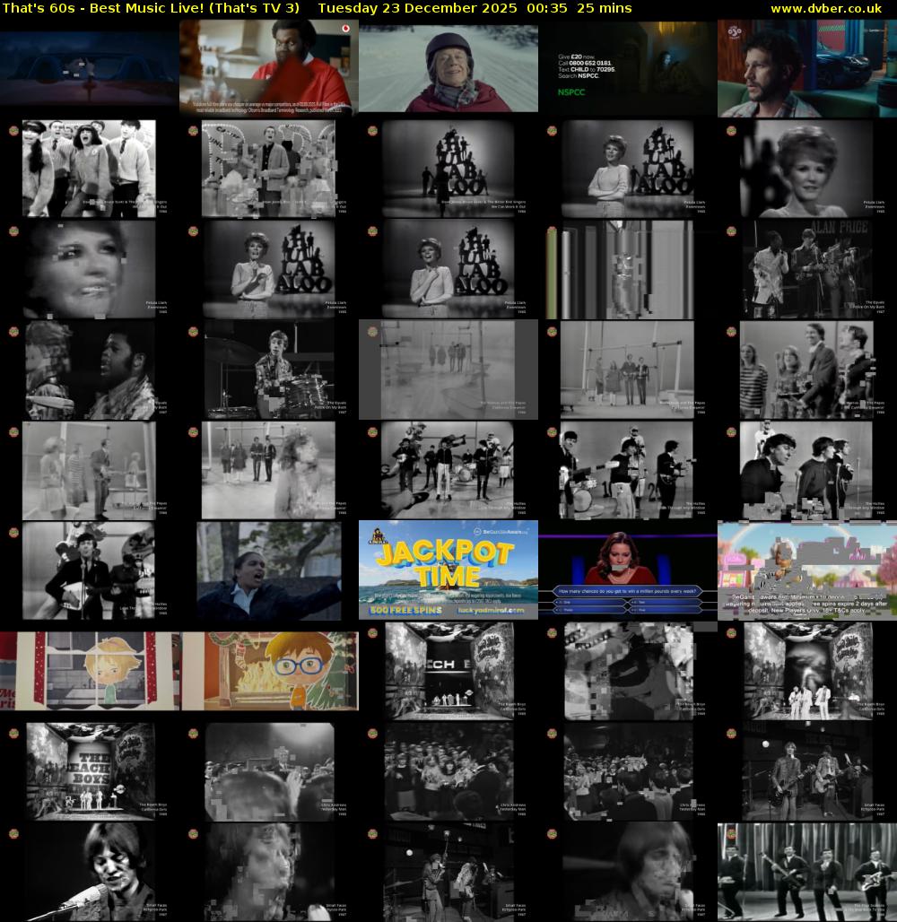 That's 60s - Best Music Live! (That's TV 3) Tuesday 23 December 2025 00:35 - 01:00