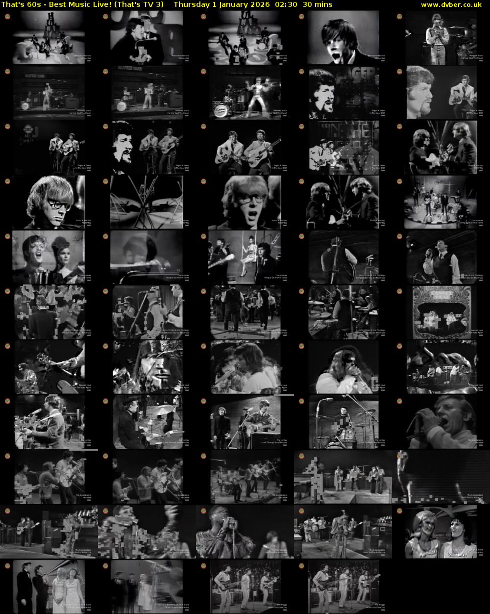 That's 60s - Best Music Live! (That's TV 3) Thursday 1 January 2026 02:30 - 03:00