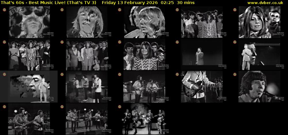 That's 60s - Best Music Live! (That's TV 3) Friday 13 February 2026 02:25 - 02:55