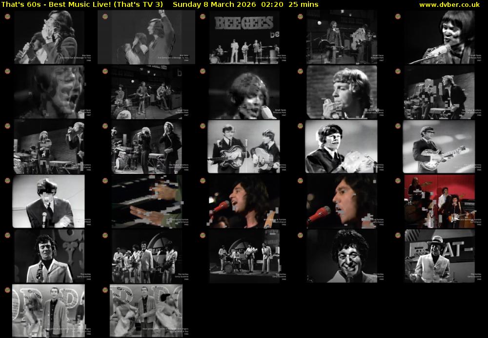 That's 60s - Best Music Live! (That's TV 3) Sunday 8 March 2026 02:20 - 02:45