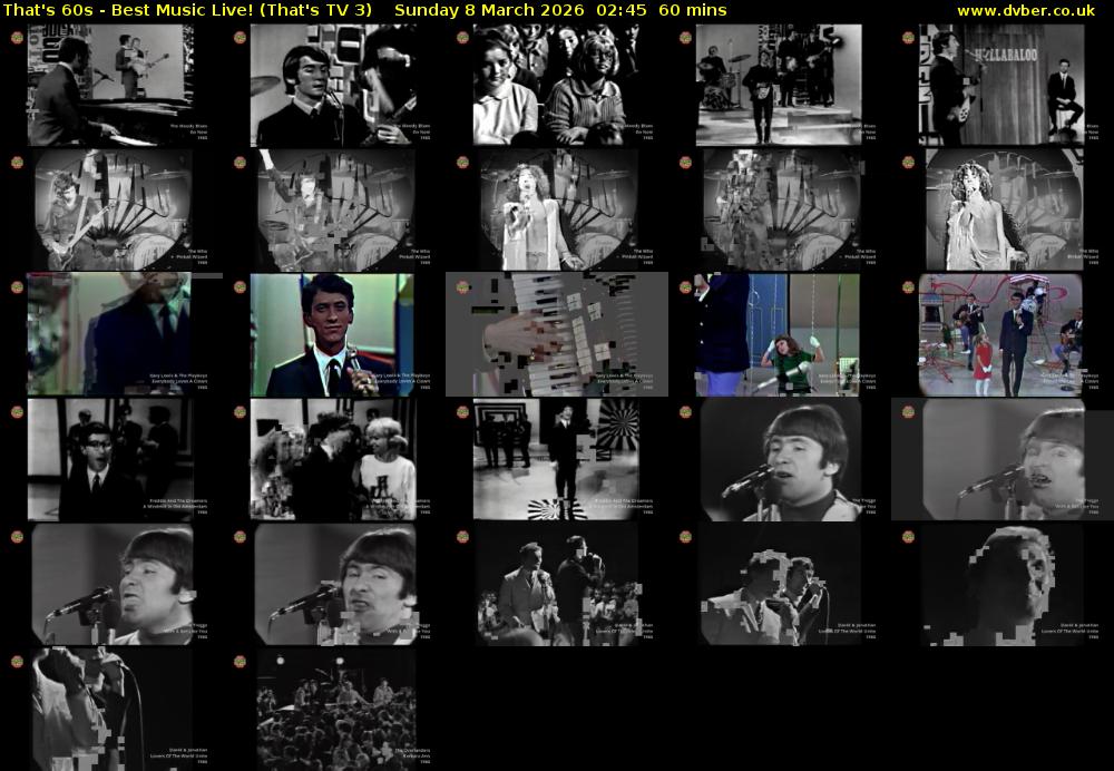 That's 60s - Best Music Live! (That's TV 3) Sunday 8 March 2026 02:45 - 03:45