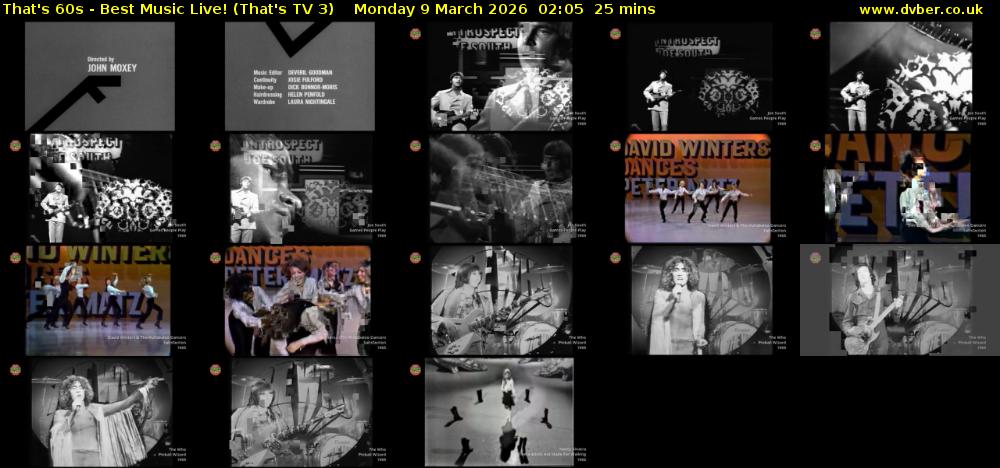 That's 60s - Best Music Live! (That's TV 3) Monday 9 March 2026 02:05 - 02:30