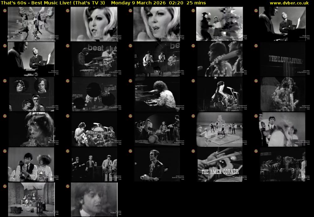 That's 60s - Best Music Live! (That's TV 3) Monday 9 March 2026 02:20 - 02:45